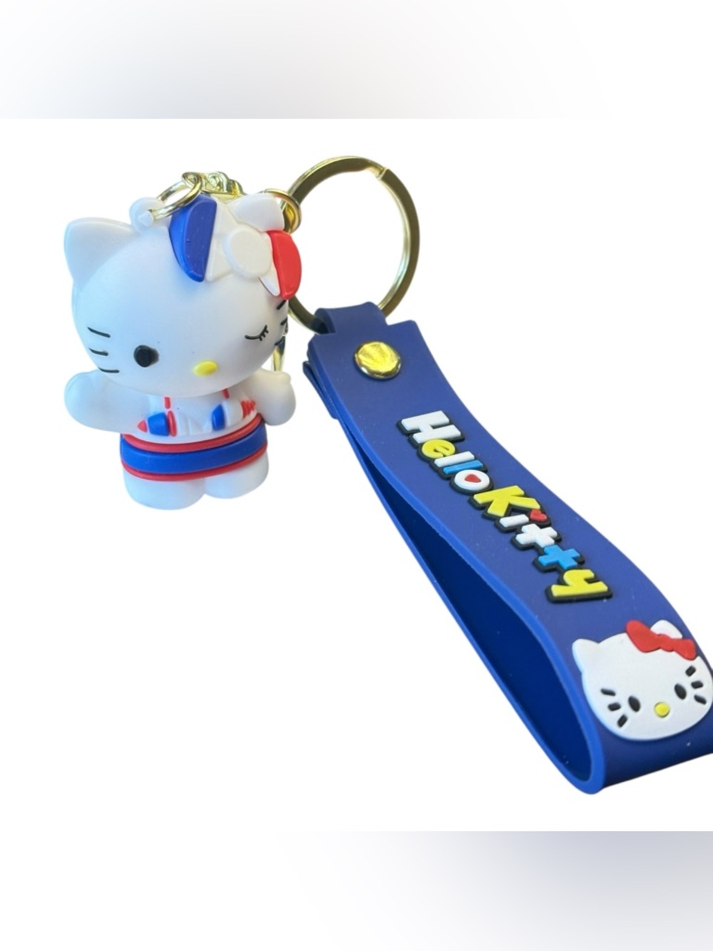 Hello Kitty Bathing Suit Blue Red White with Silicone Strap and Keyring